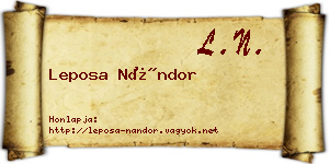 Leposa Nándor névjegykártya